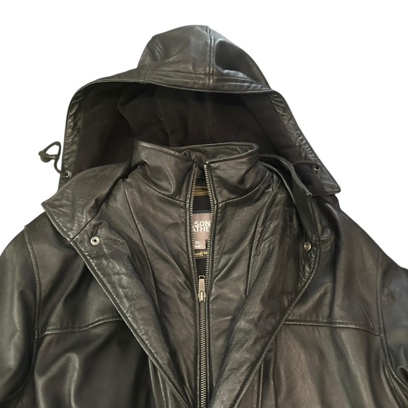 Vintage Wilsons Leather Black Insulated Hooded Jacket Size XL - Picture 2 of 16